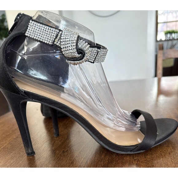 Christian Siriano Women's Collins Black Rhinestone Strap Open-Toe Stiletto Sz 11 - Picture 5 of 8